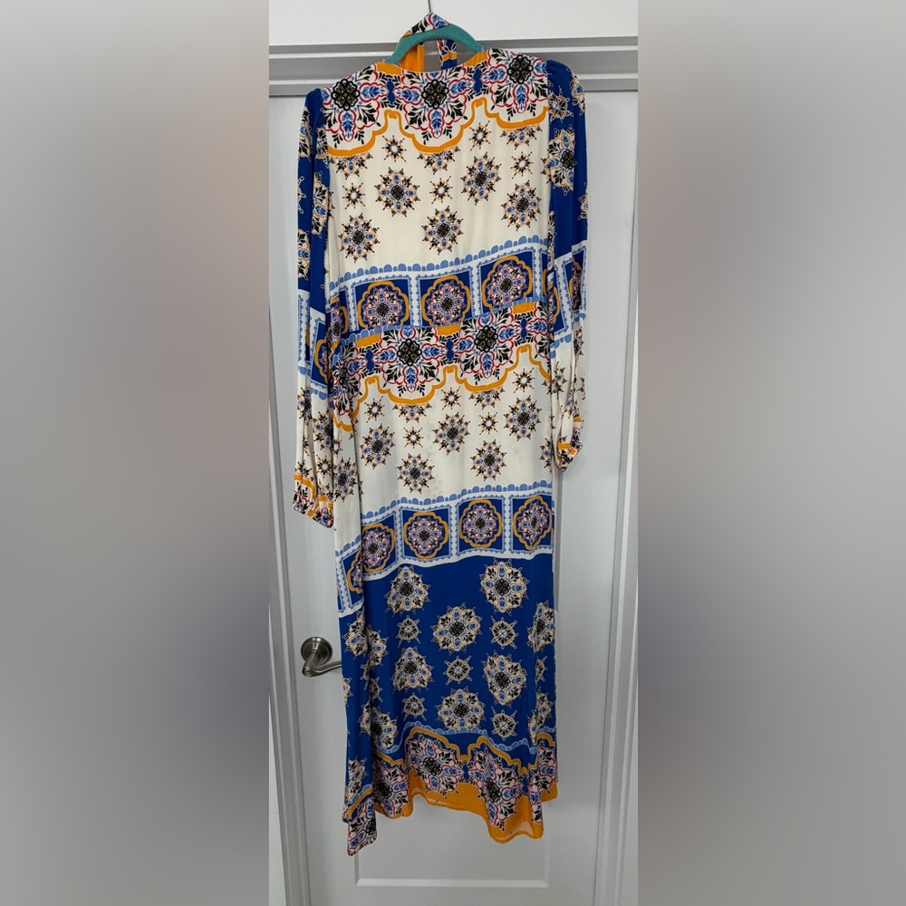 Boden Blue and Yellow Occasion Blouson Long Sleeve Maxi Dress - Picture 7 of 7